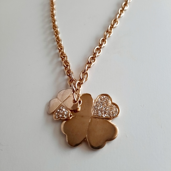 Vtg Double Shamrock Necklace Bijoux Terner - Picture 2 of 7